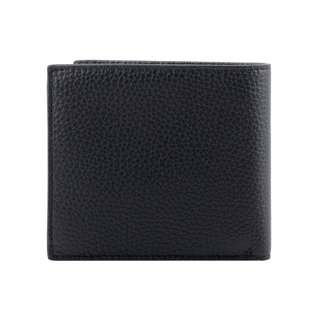 【BALLY】Ribbon 紅白條紋牛皮對開零錢袋短夾(黑色) 6307069