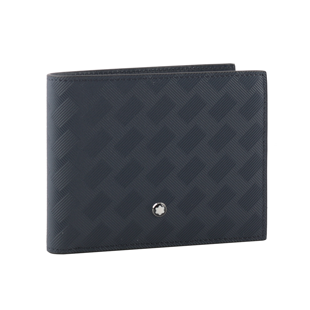 【MONT BLANC】Extreme 風尚系列3.0 牛皮對開6卡短夾(墨藍色) 198063