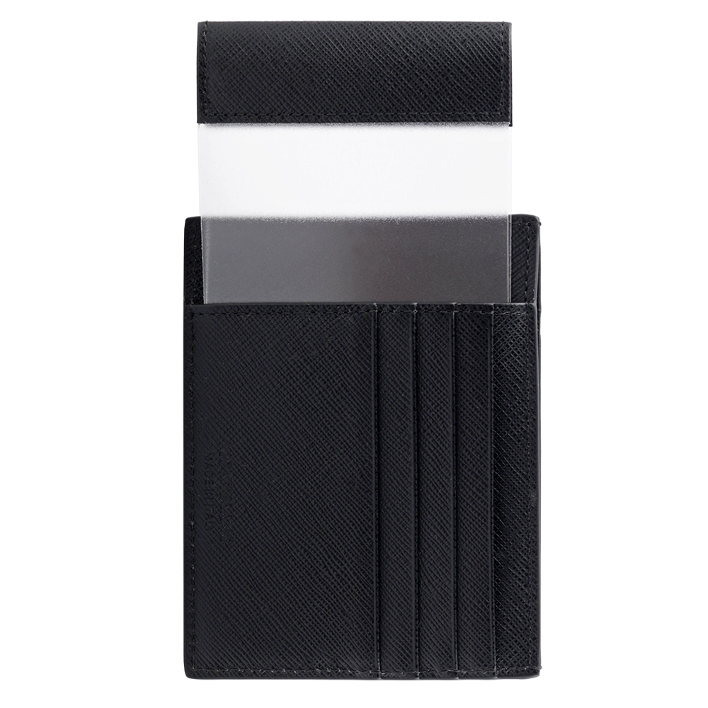 【MONT BLANC】匠心系列防刮牛皮4卡附證件套卡片夾/名片夾(黑色) 130323