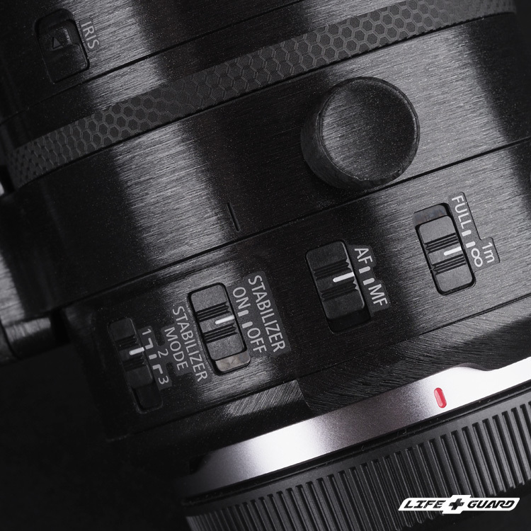 LIFE+GUARD Canon RF 24-105mm F2.8 L 貼膜質感特寫，LIFE+GUARD 設計風格