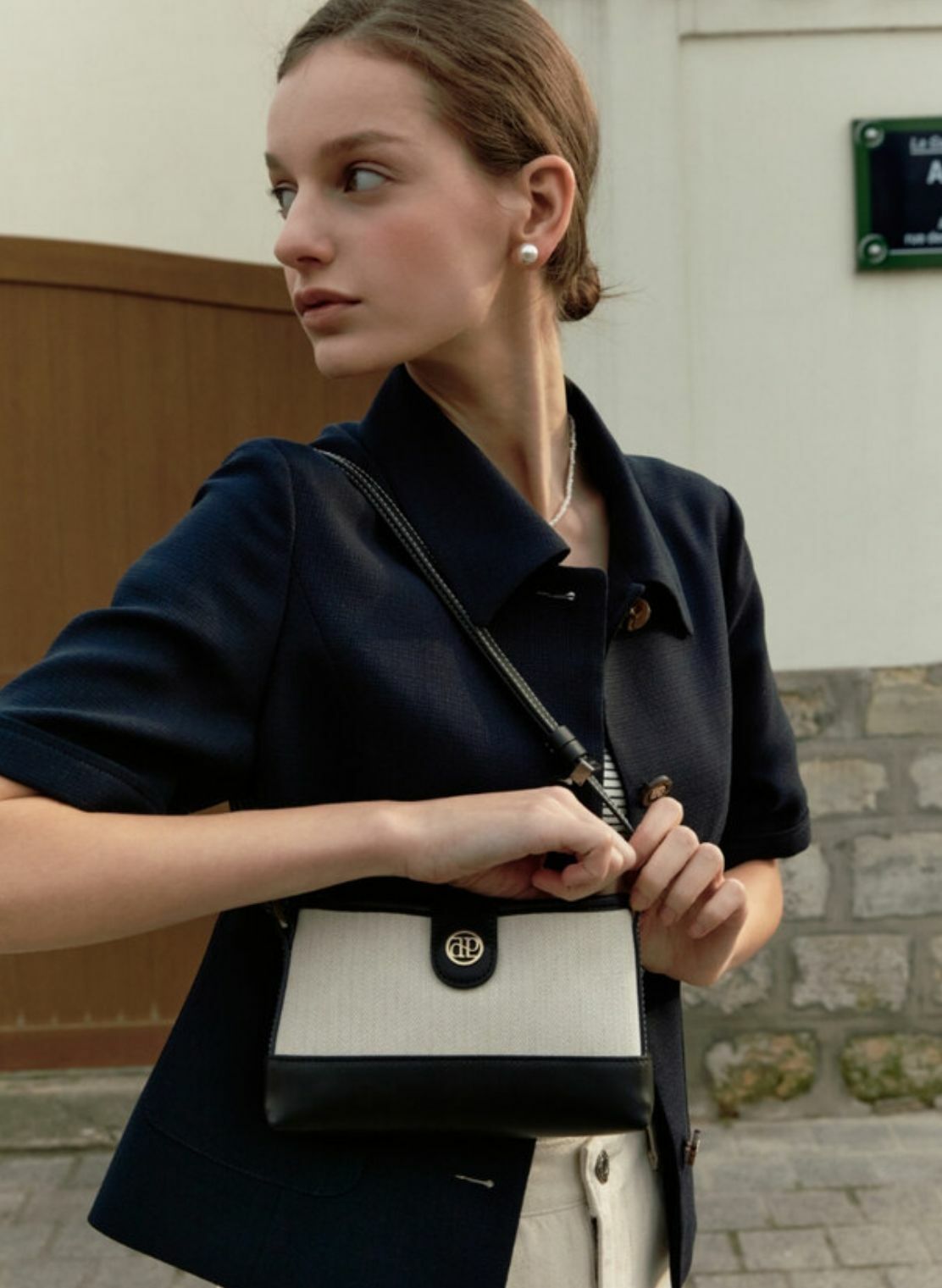 Depound Town Bag Mini Cross(Herringbone Ivory)