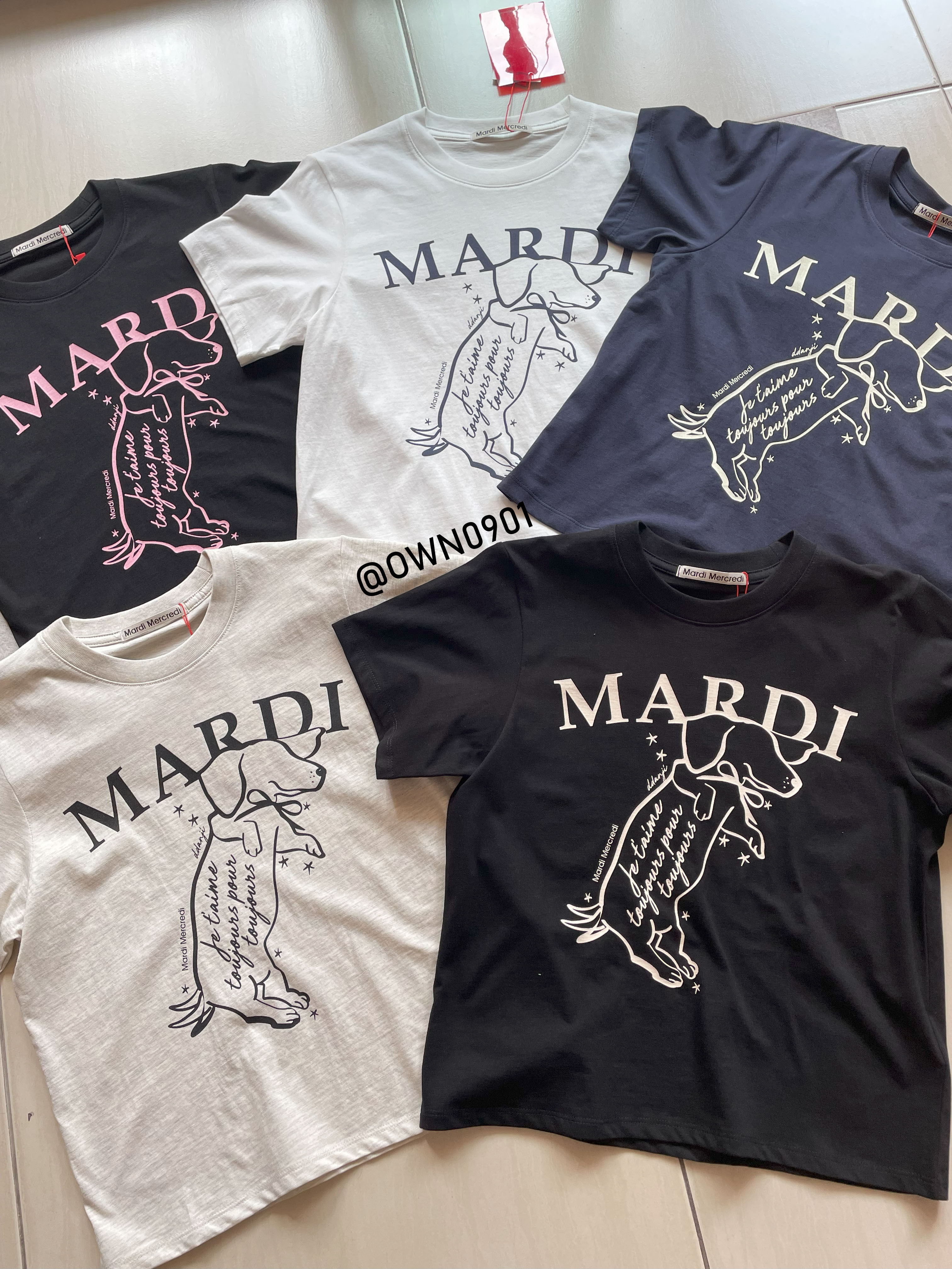 【OWN】MARDI MERCREDI 春夏 新品 臘腸狗 短版 短袖上衣 棉質 薄款 女款 單一尺寸 黑色 深藍 黑粉 米白 燕麥