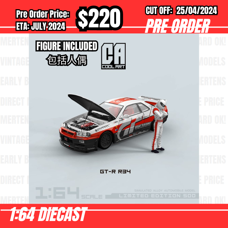 RS-$220  * Cool Art * 1:64 Nissan Skyline GTR R34 Z-Tune Gran Turismo w/figure [OD18/04]