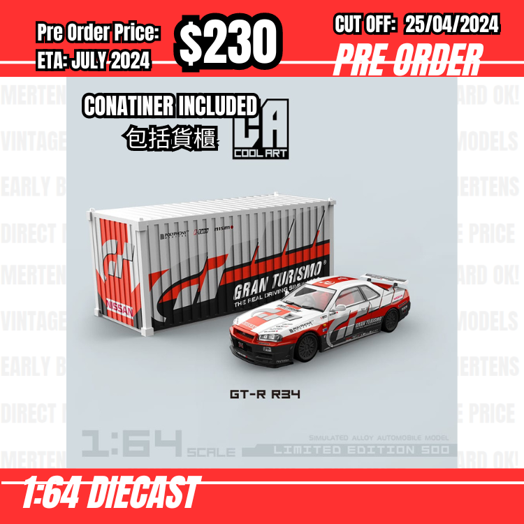 RS-$230  * Cool Art * 1:64 Nissan Skyline GTR R34 Z-Tune Gran Turismo w/container [OD18/04]