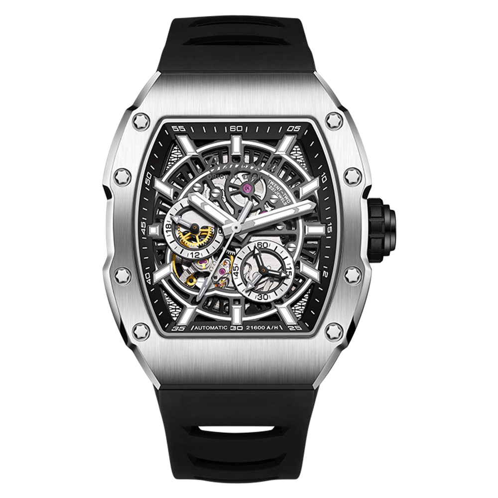 【Bruboses 巴伯思】(BBS)BBS-002-P機甲先鋒系列 鏤空背蓋 帶日期 防水30米 夜光指針 機械 手錶