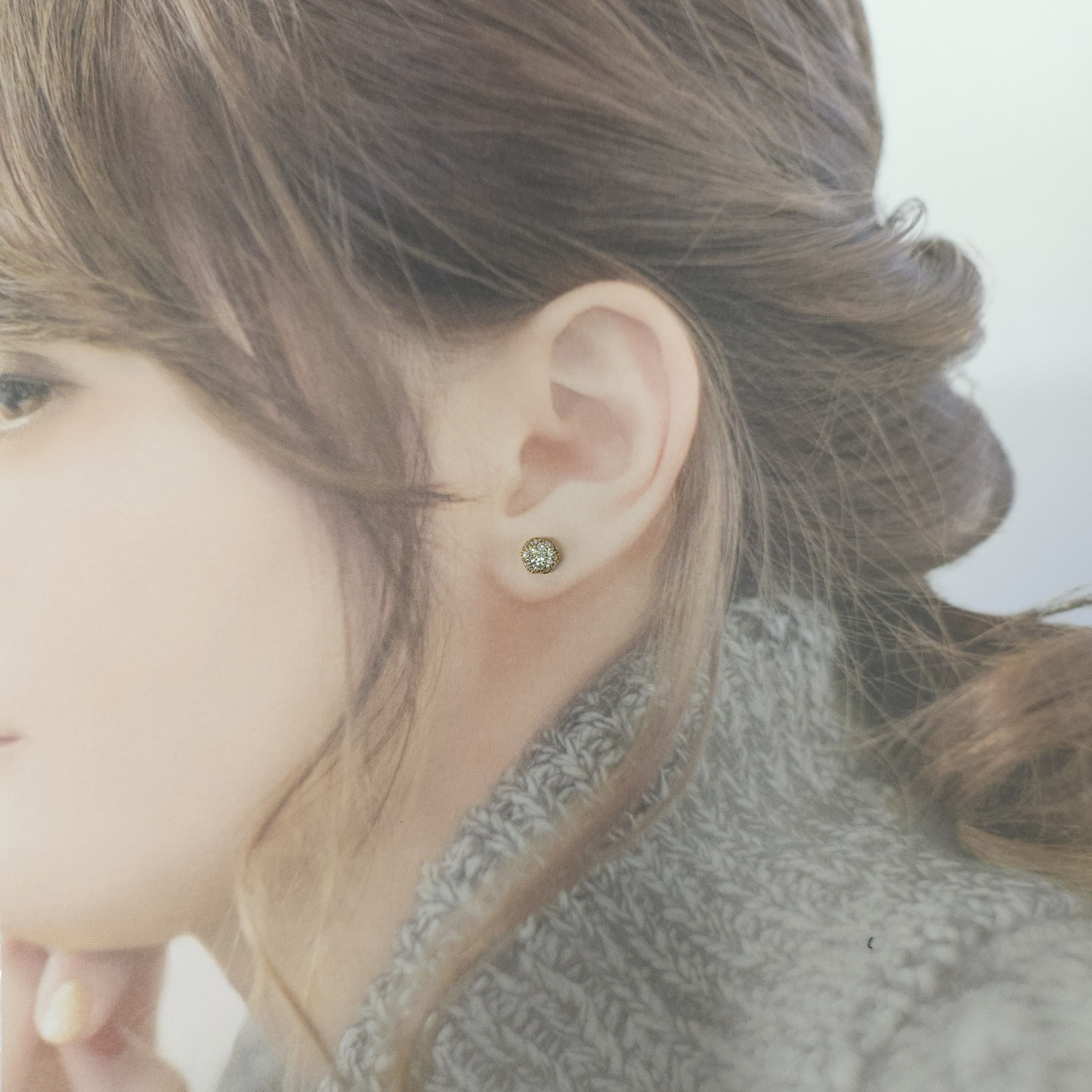 全新18K黃金77份鑽石耳環