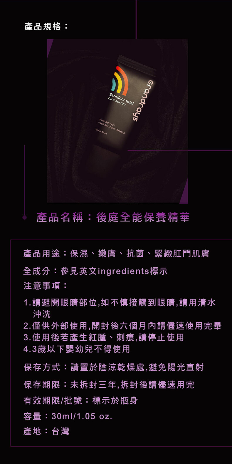 Grandrays|後庭全能保養精華|後庭保養|私密處保養