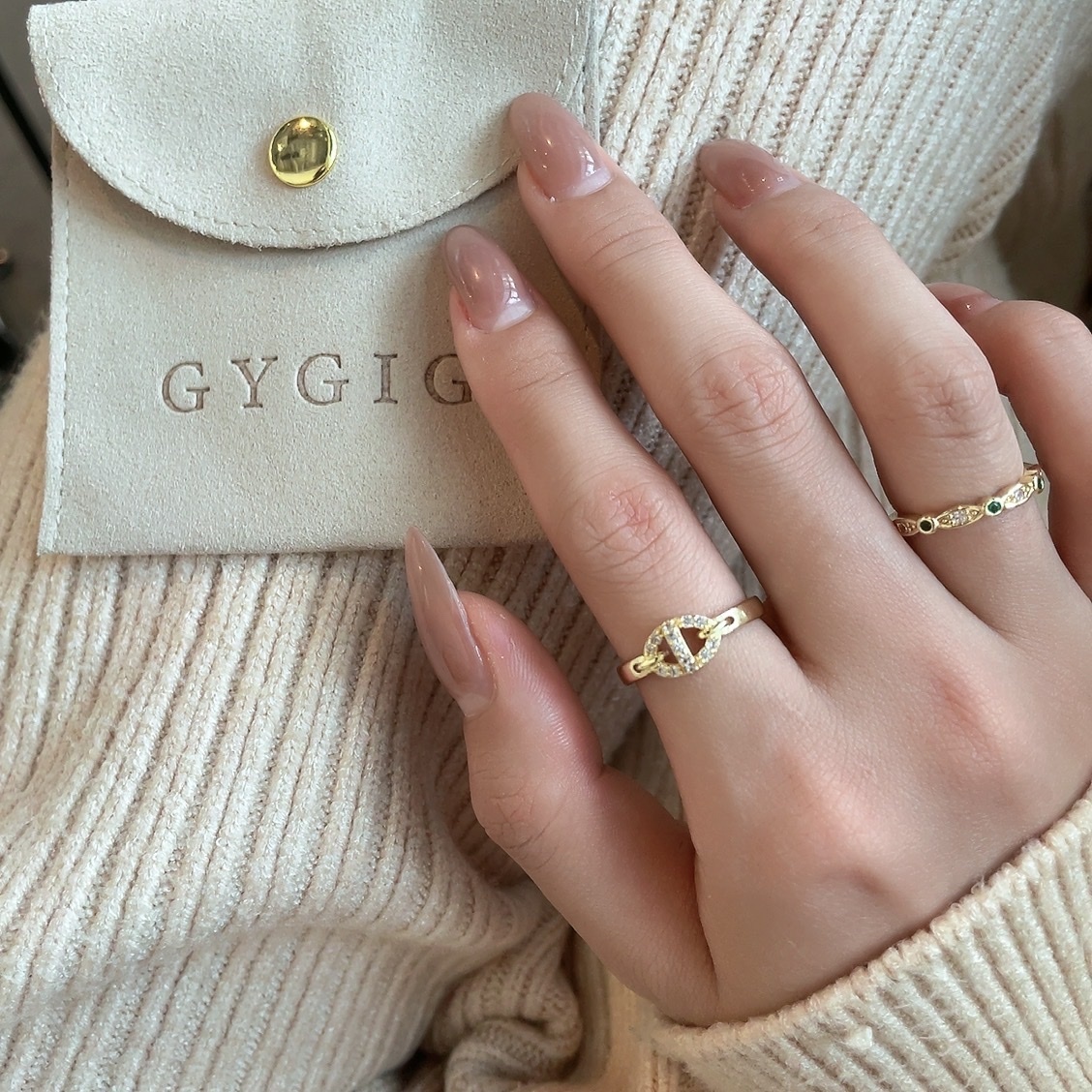 14k細緻金鑽豬鼻小鑽 開口戒系列