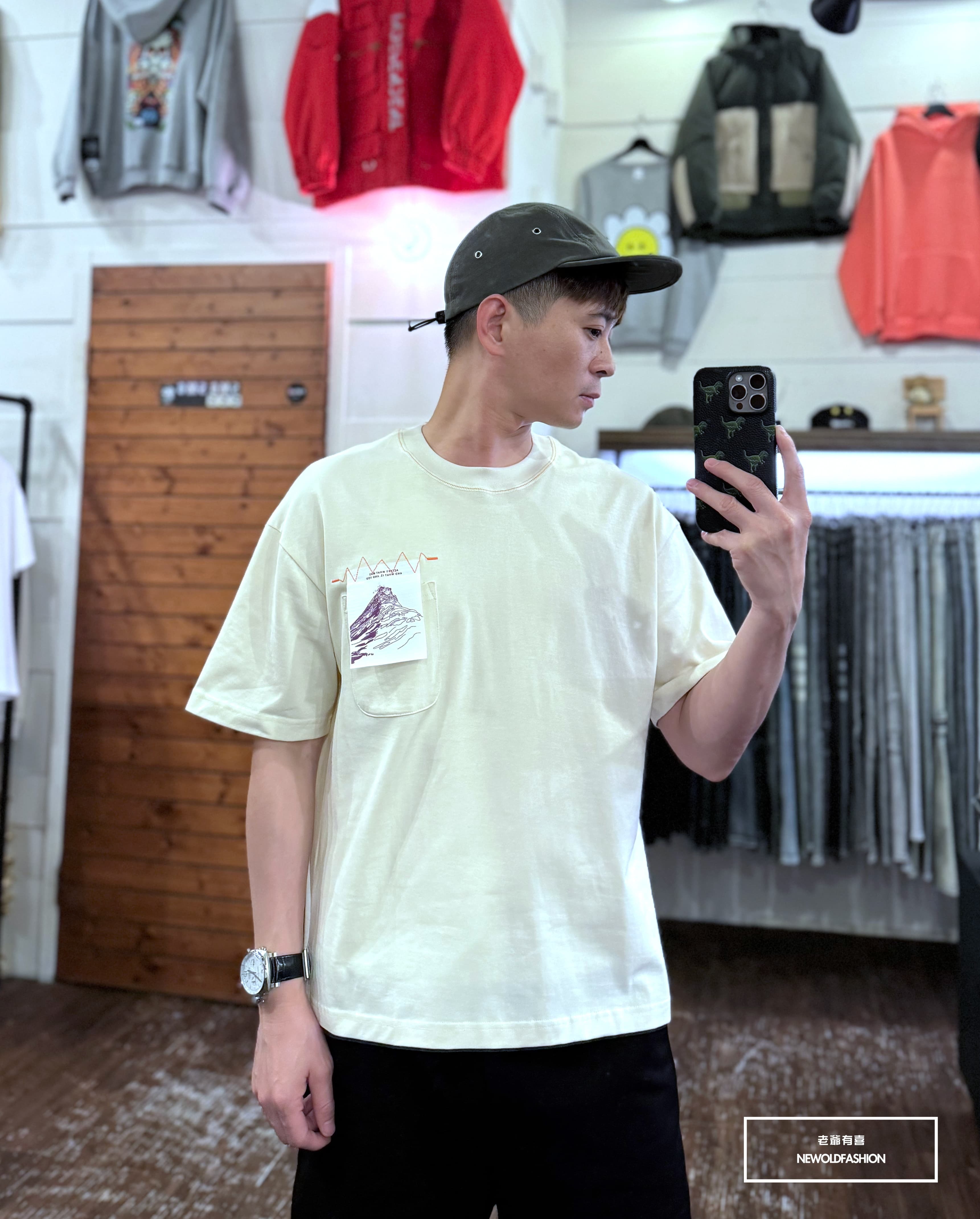 『新品上市』重磅撞色白標口袋短T(NOF2404N8015)-米