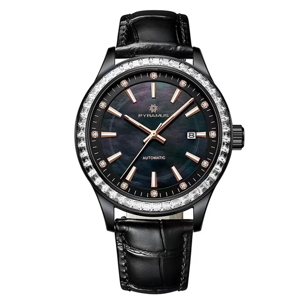 【PYRAMUS 帕爾麥斯】PMS-006-L1 極光 Aurora 貝殼錶盤 夜光指針 晶鑽 牛皮 機械 手錶 -