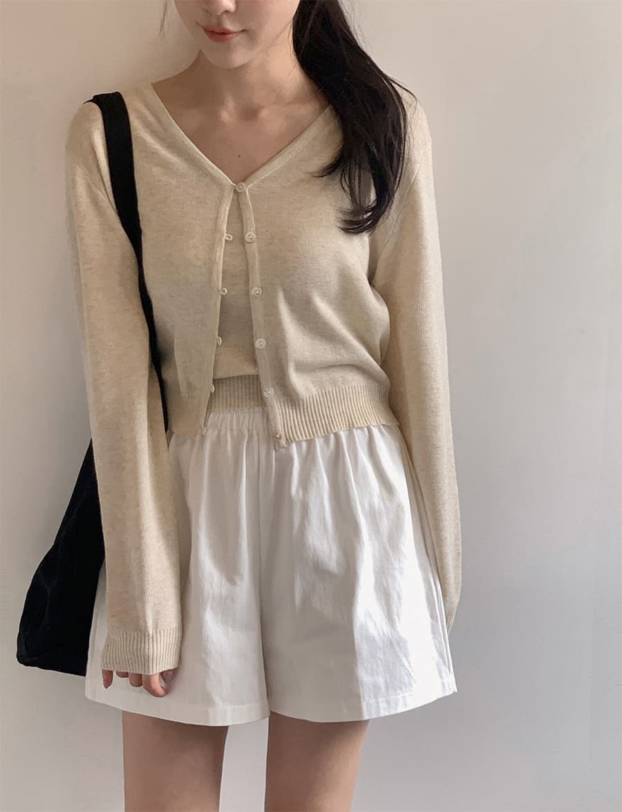 韓國Cherrykoko授權 韓系休閒抓褶修身鬆緊短褲