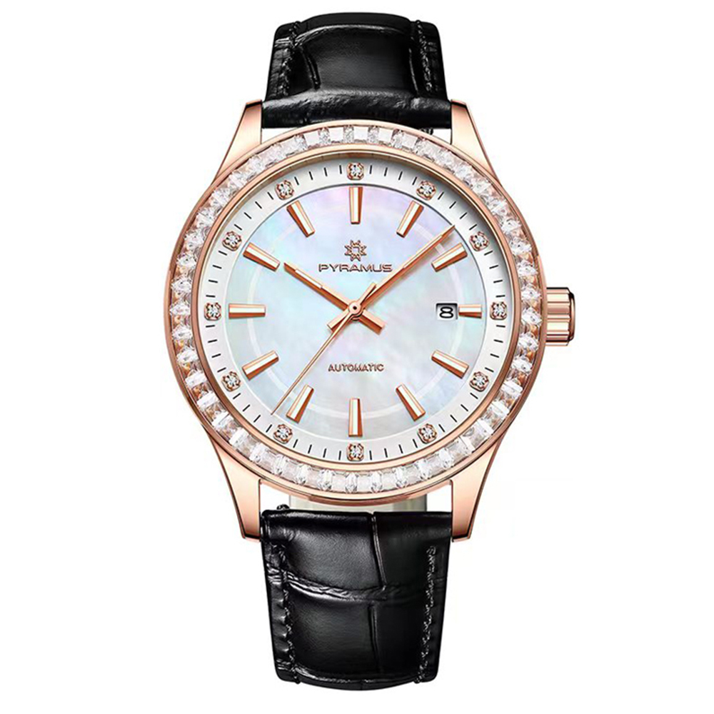 【PYRAMUS 帕爾麥斯】PMS-007-L1 雲海 Clouds 貝殼錶盤 夜光指針 晶鑽 牛皮 機械 手錶 -