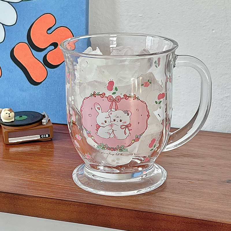 《4032》LOVELY愛心小熊玻璃果汁杯450ML