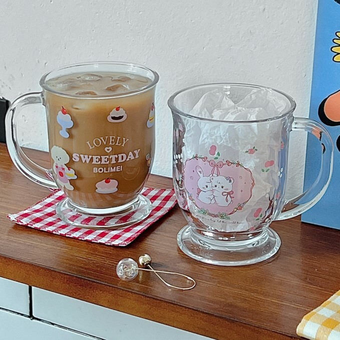 《4032》LOVELY愛心小熊玻璃果汁杯450ML