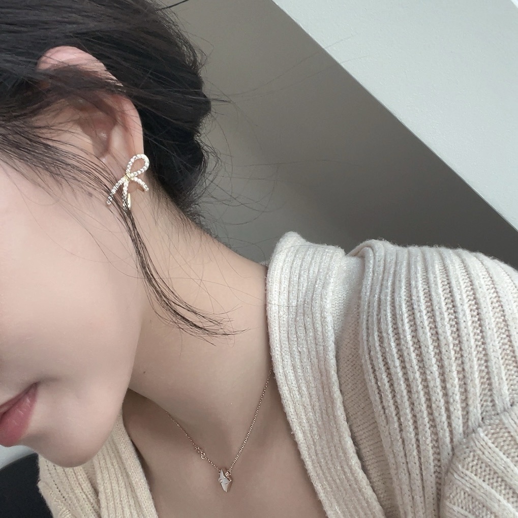 14k高級千金緞帶蝴蝶結 包耳耳釘