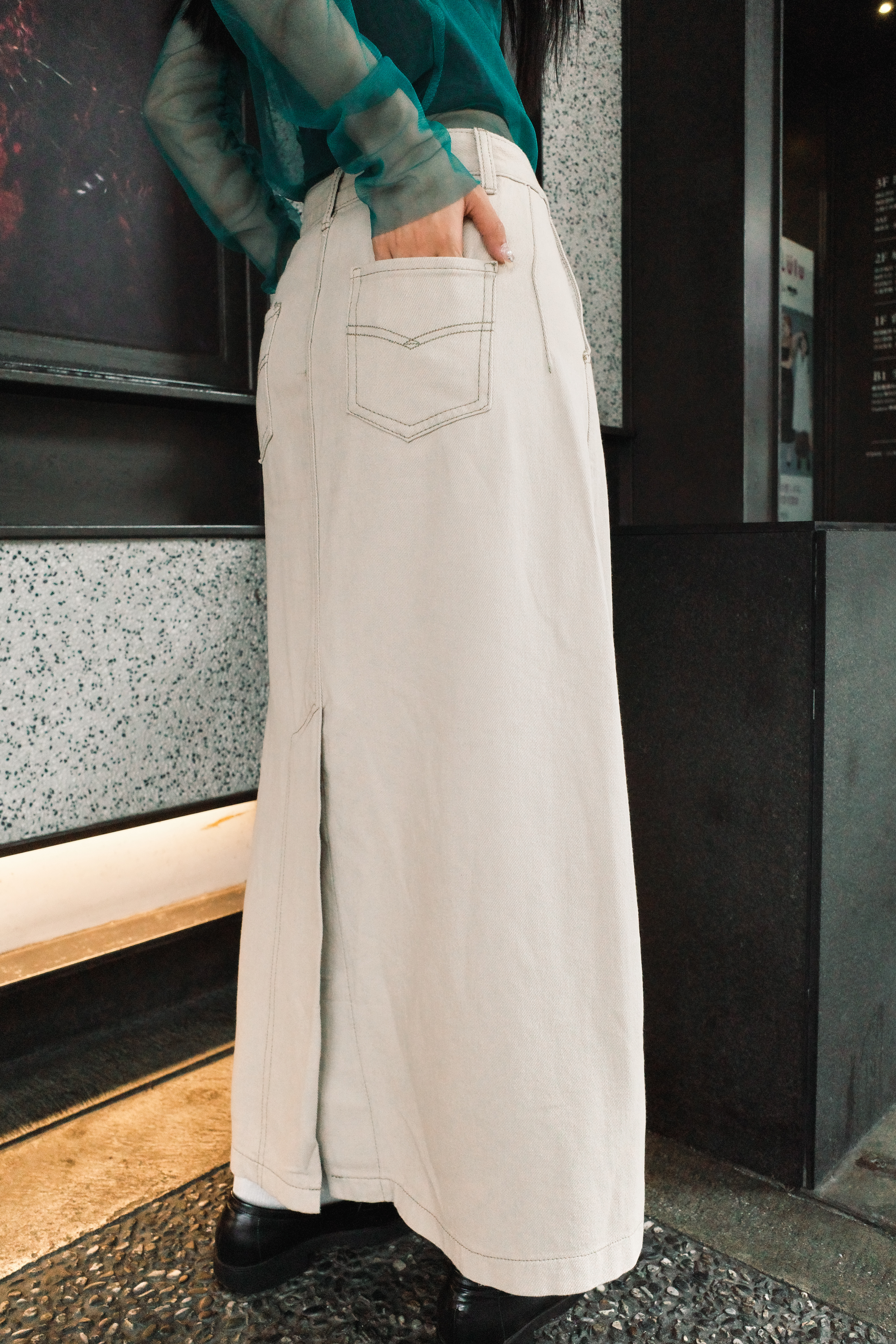 『Always_Good』明線 工裝 開岔 長裙