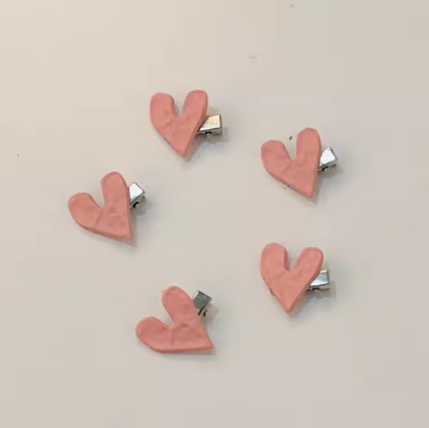 [5 FOR RM10] Asymmetrical Liquid Pink Heart Hair Clip