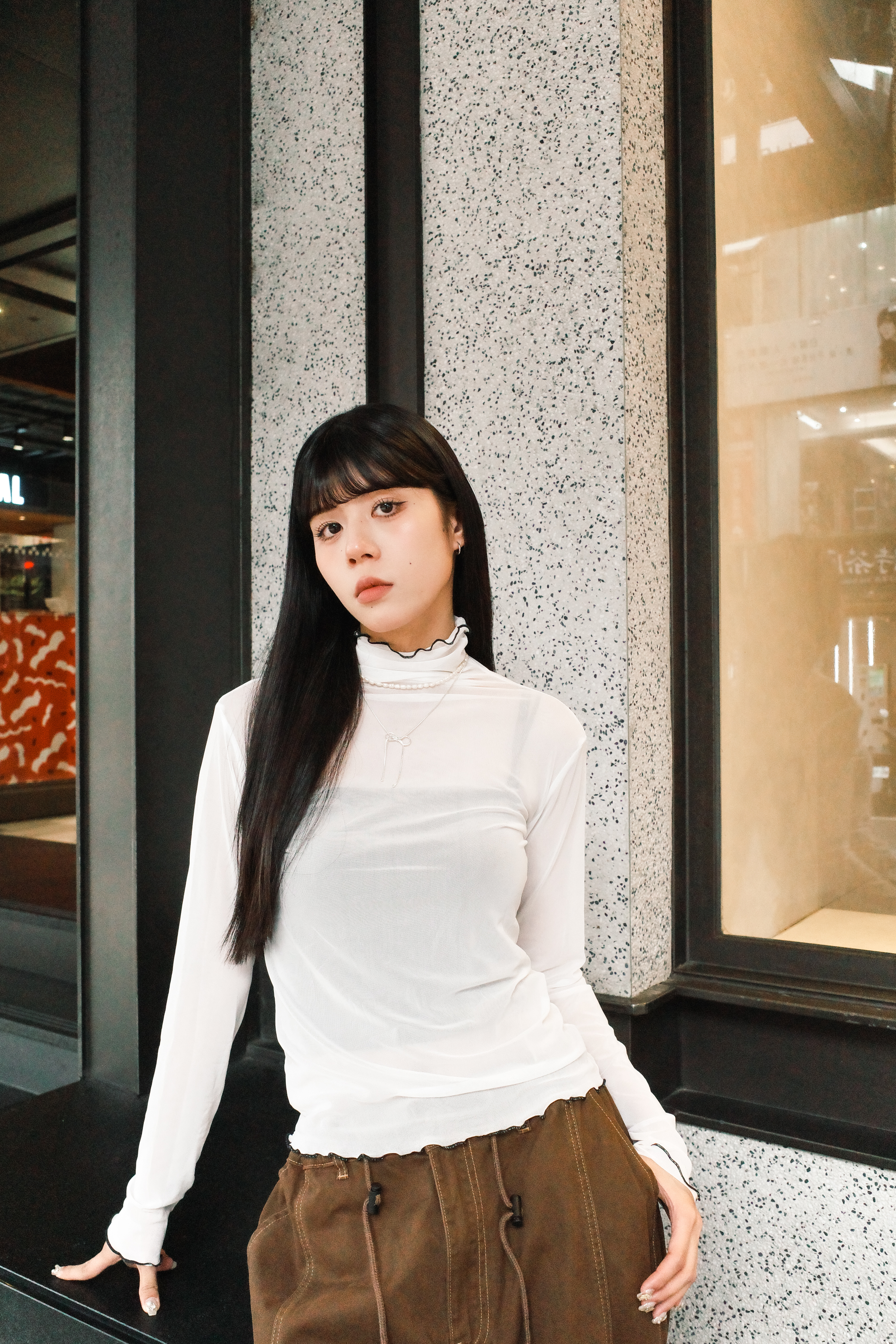 『Always_Good』糖果色系 荷葉邊 撞色 內搭 透膚上衣