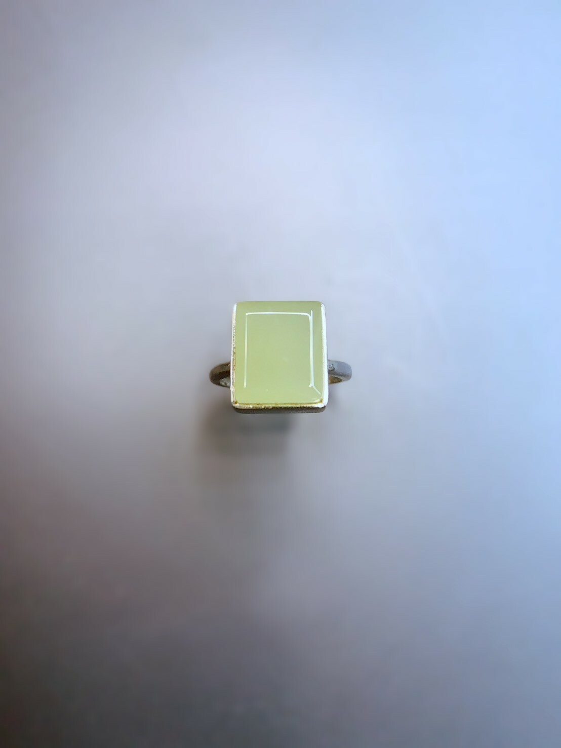 蜜糖丨和田玉手工銀鑲戒指