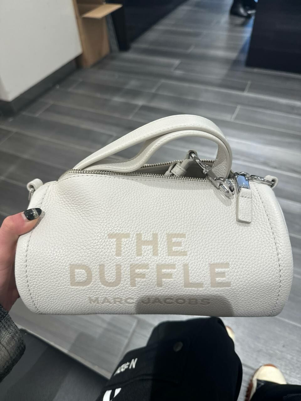 [S] MARC JACOBS 2P3HDF003H01-140 THE LEATHER DUFFLE BAG,COTTON/SILVER, 196611059725 (SMJ296)
