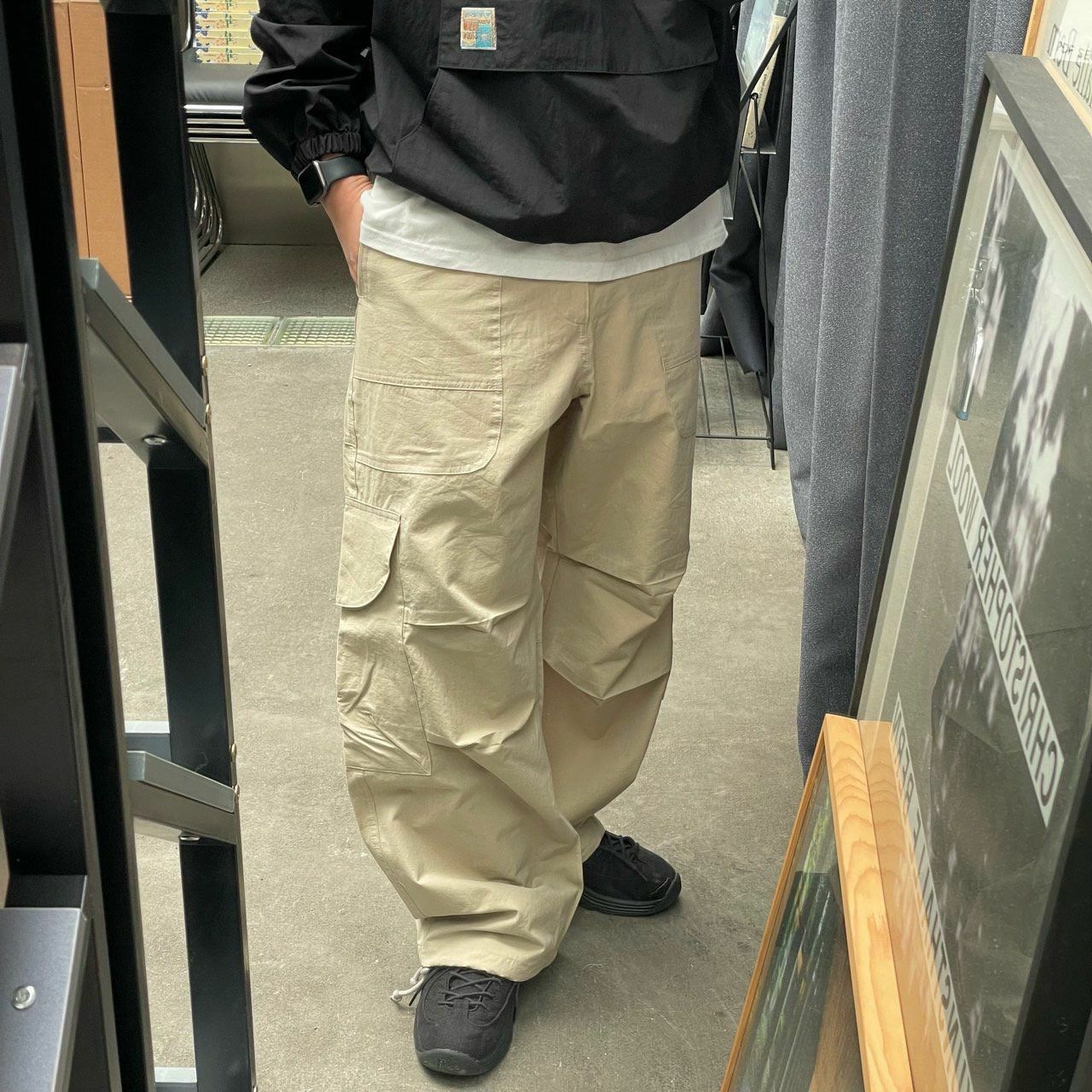 淨色可束腳工裝鬆身褲 OREO-066P