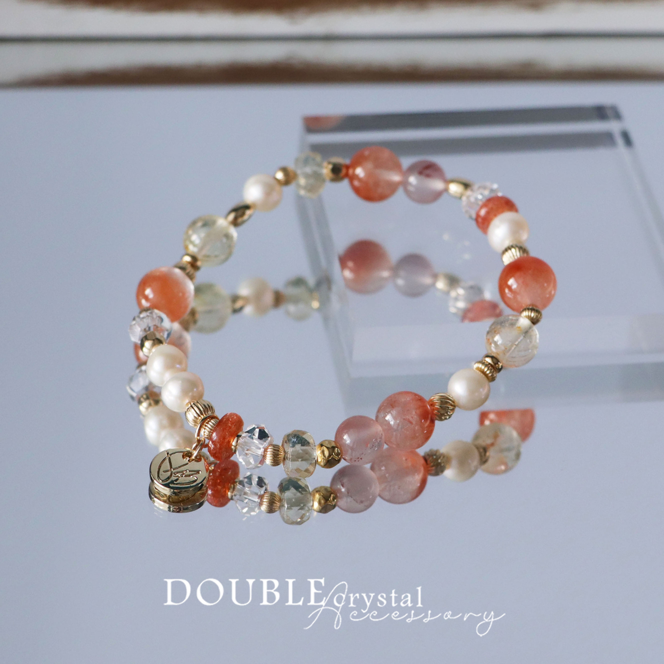 ☽◌*Red Velvet 紅絲絨／紅兔毛．淡水珍珠．黃托帕．金太陽．黃水晶