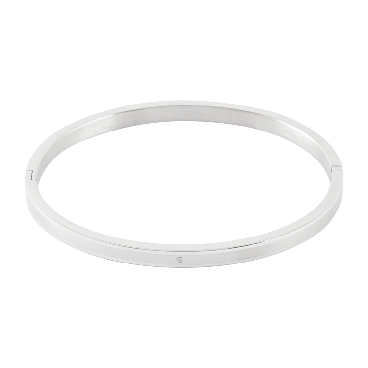 白鋼手鐲，女士手鐲 俐落簡潔線條；True love Forever 真愛永恆（3717銀色）