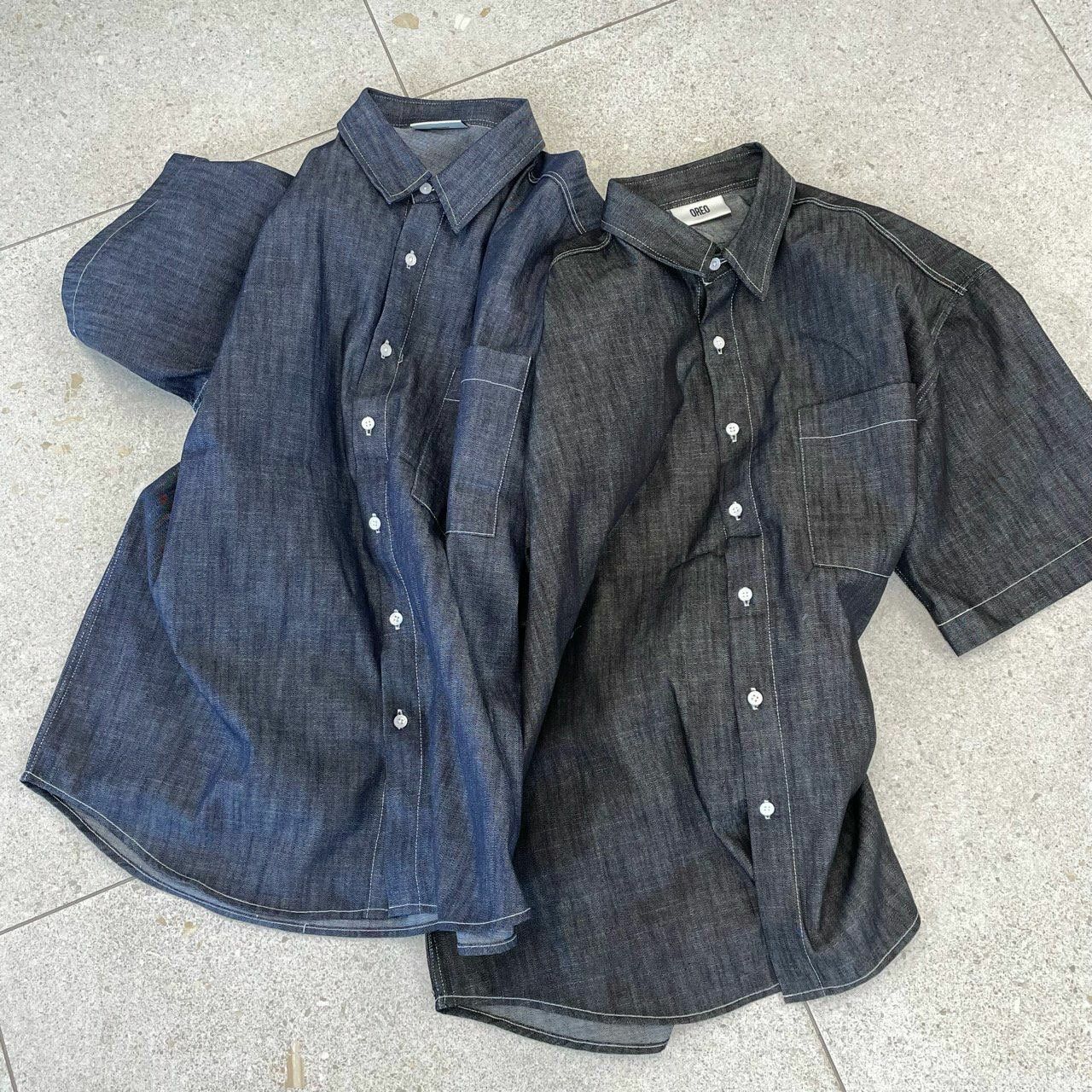 暗紋牛仔短袖恤衫 OREO-067S