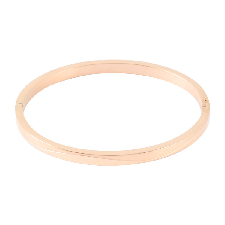 白鋼手鐲，女士手鐲 簡約波浪線條；象徵水的力量和生命的源泉（3718玫瑰金）