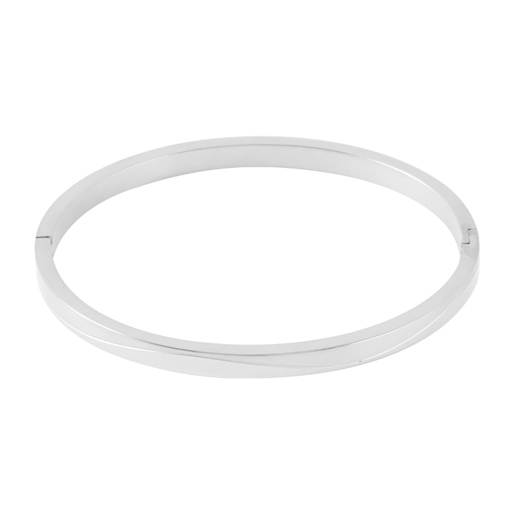 白鋼手鐲，女士手鐲 簡約波浪線條；象徵水的力量和生命的源泉（3718銀色）