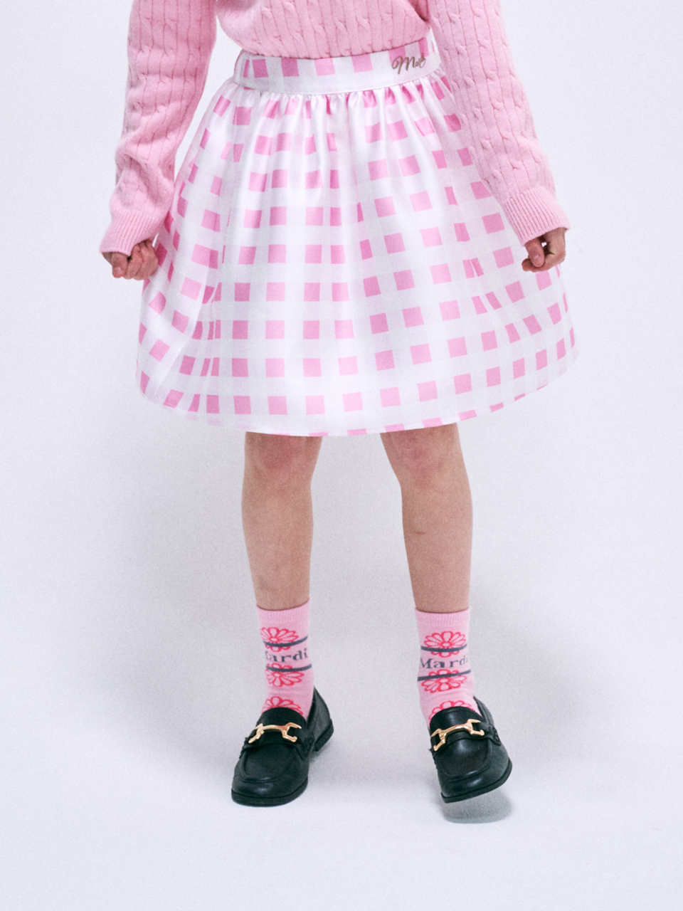 Mardi Mercredi KIDS VOLUME MIDI SKIRT GINGHAM PLAID