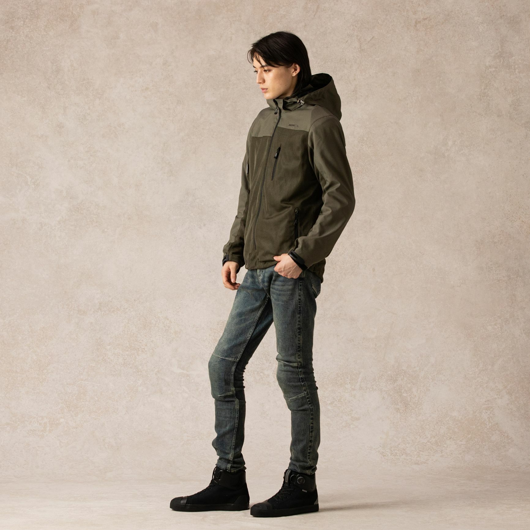 HONDA純正部品 夏季男女款網眼連帽外套(橄欖綠)