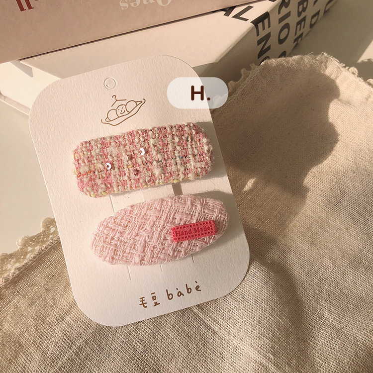 韓系毛呢粉色系髮夾