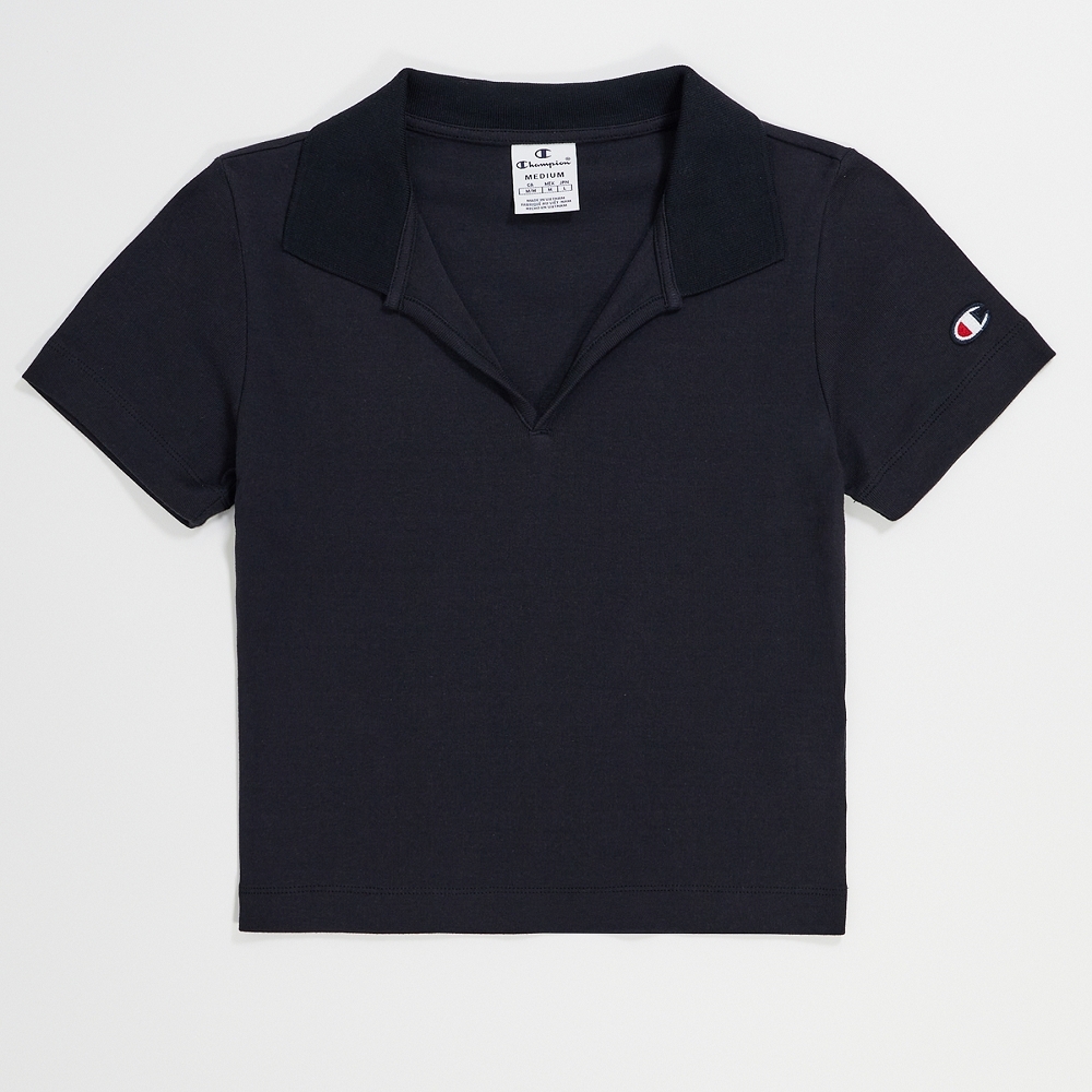 女款-歐美修身短版POLO衫-黑色（117158-KK001）