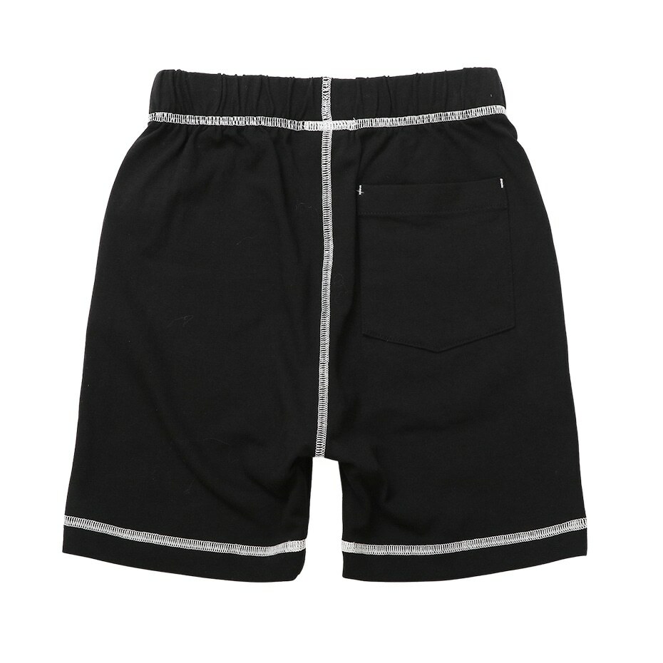 童款 -撞色車線塗鴉棉質短褲-黑色（CK-Z505-090）