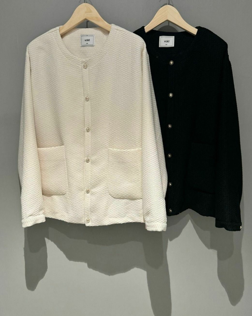 圓領暗紋開胸外套 VOID-010JK