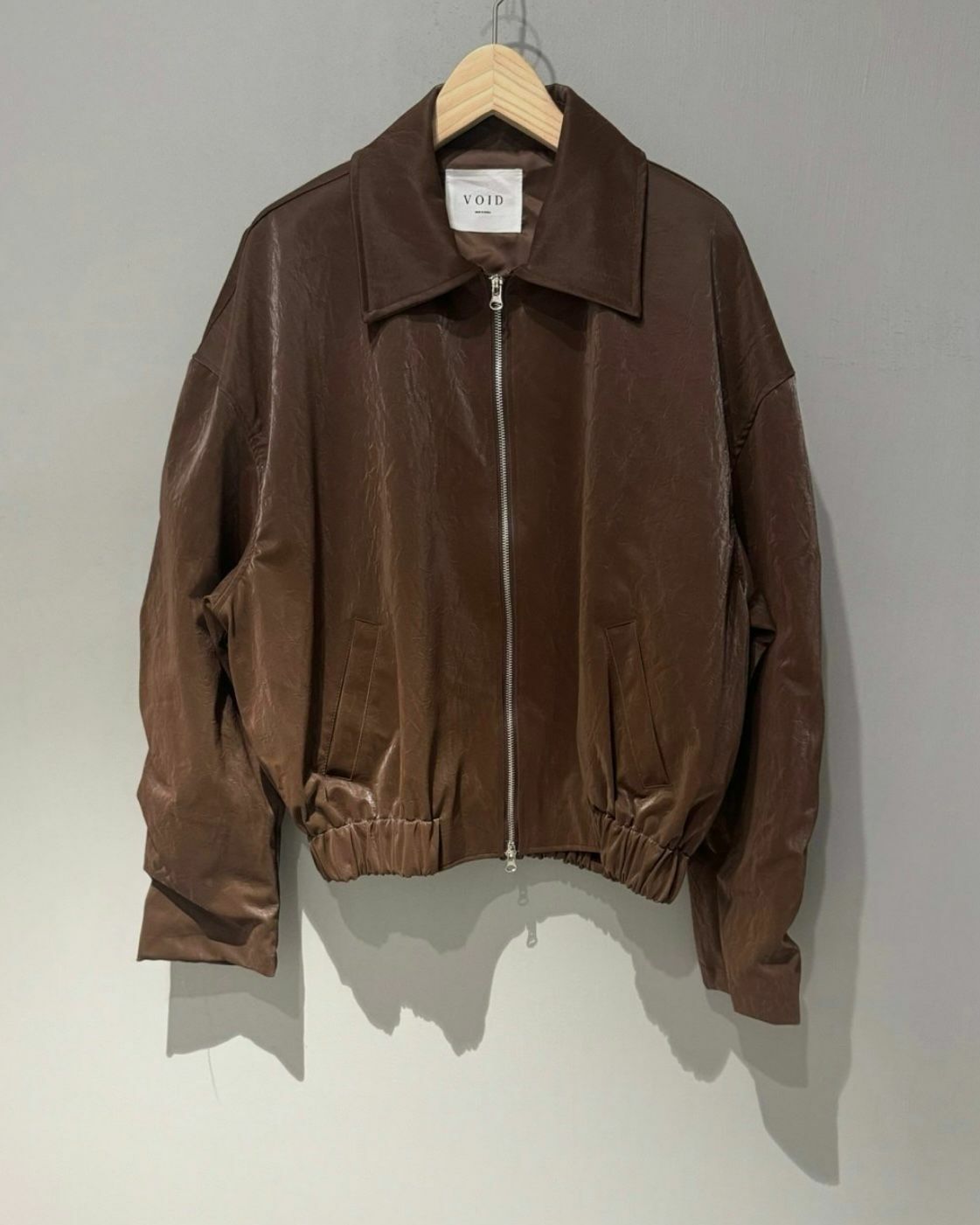 反領拉鍊合成皮褸 VOID-013JK