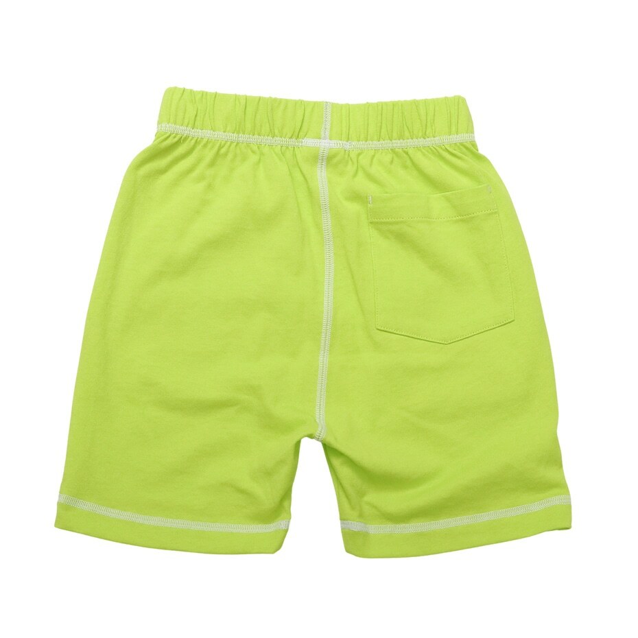 童款-CASUAL撞色車線塗鴉棉質短褲-螢光黃（CK-Z505-726）