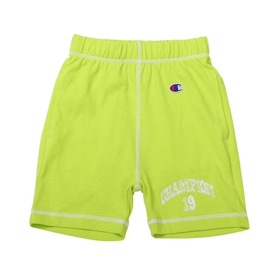 童款-CASUAL撞色車線塗鴉棉質短褲-螢光黃（CK-Z505-726）