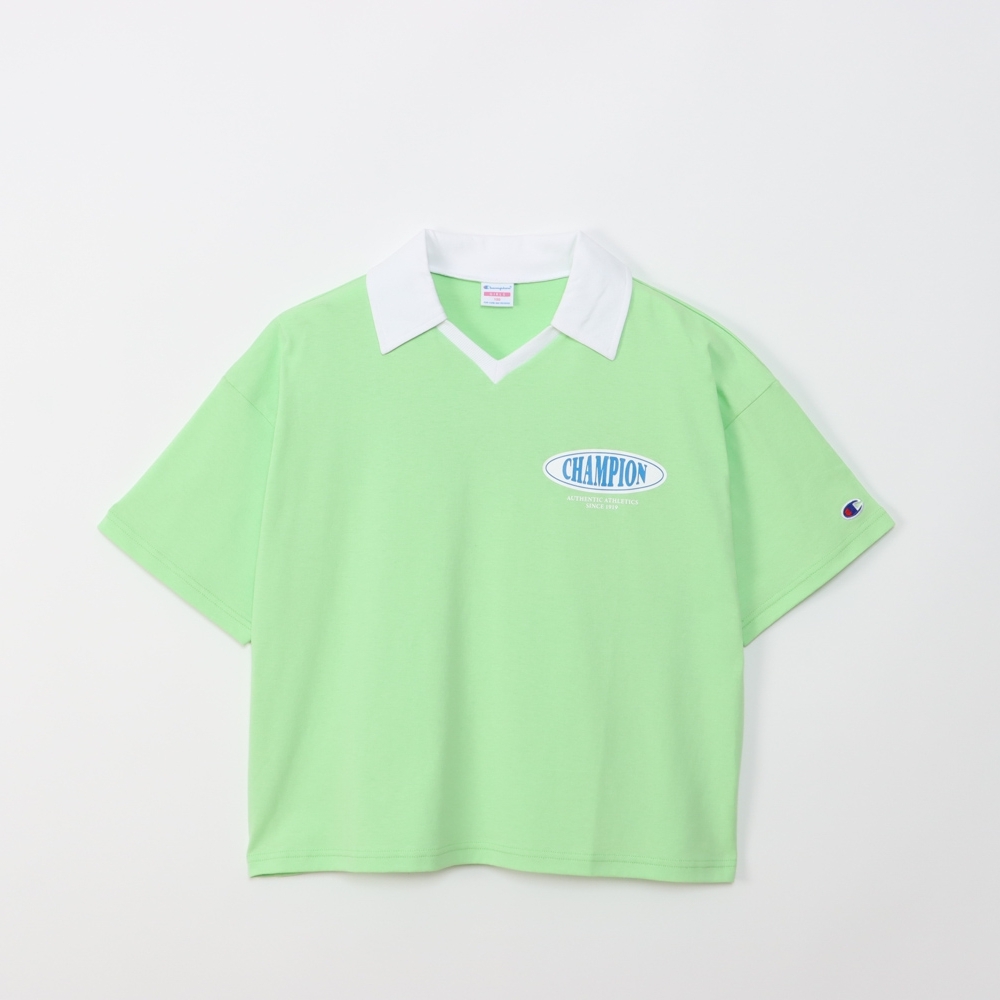 童款-CASUAL 寬版印花短袖POLO衫-綠色（CK-Z325-520）