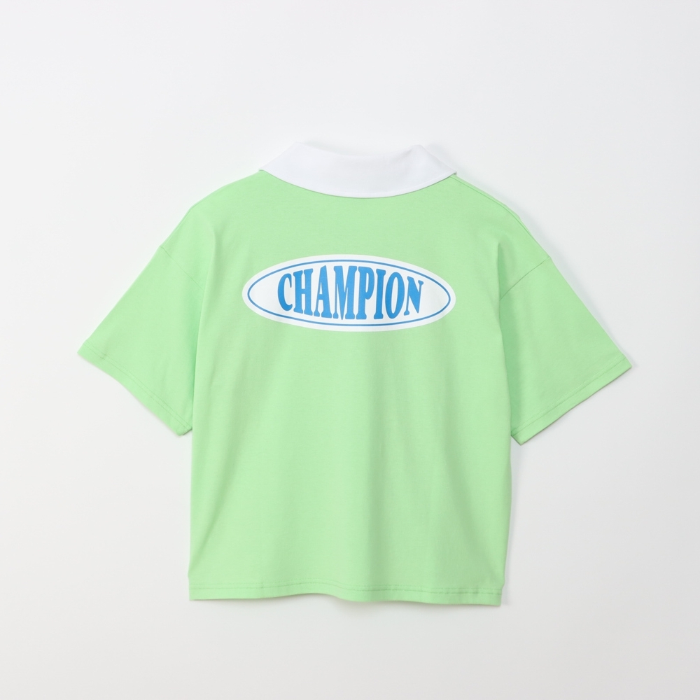 童款-CASUAL 寬版印花短袖POLO衫-綠色（CK-Z325-520）