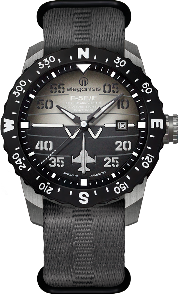 萬年鐘錶 - elegantsis 愛樂時  中華民國空軍F-5E服役五十週年紀念機械款男錶  ELJO43AS-F-5E-8B01LC  錶徑 : 43MM
