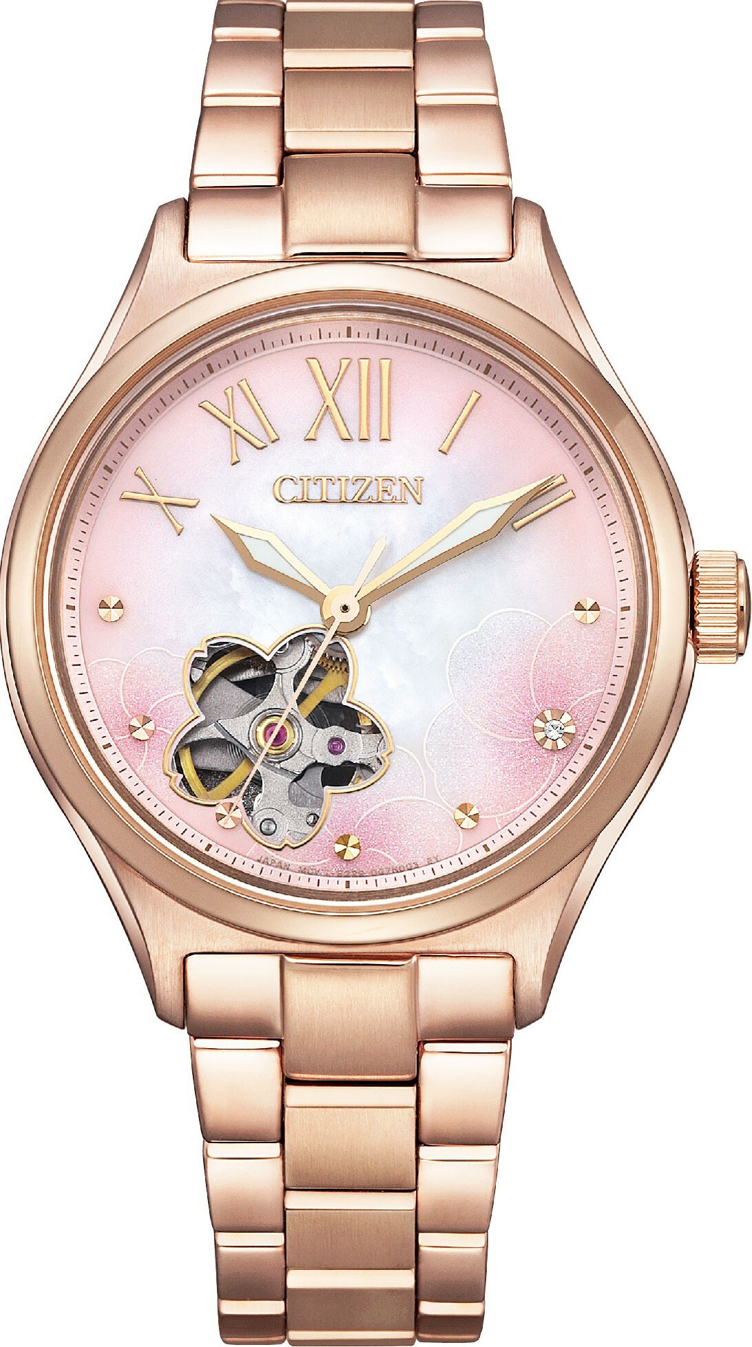 萬年鐘錶 - Citizen 星辰錶 XC女錶  套組錶款  Hebe田馥甄櫻花限定機械女錶 PC1017-70Y  錶徑34MM