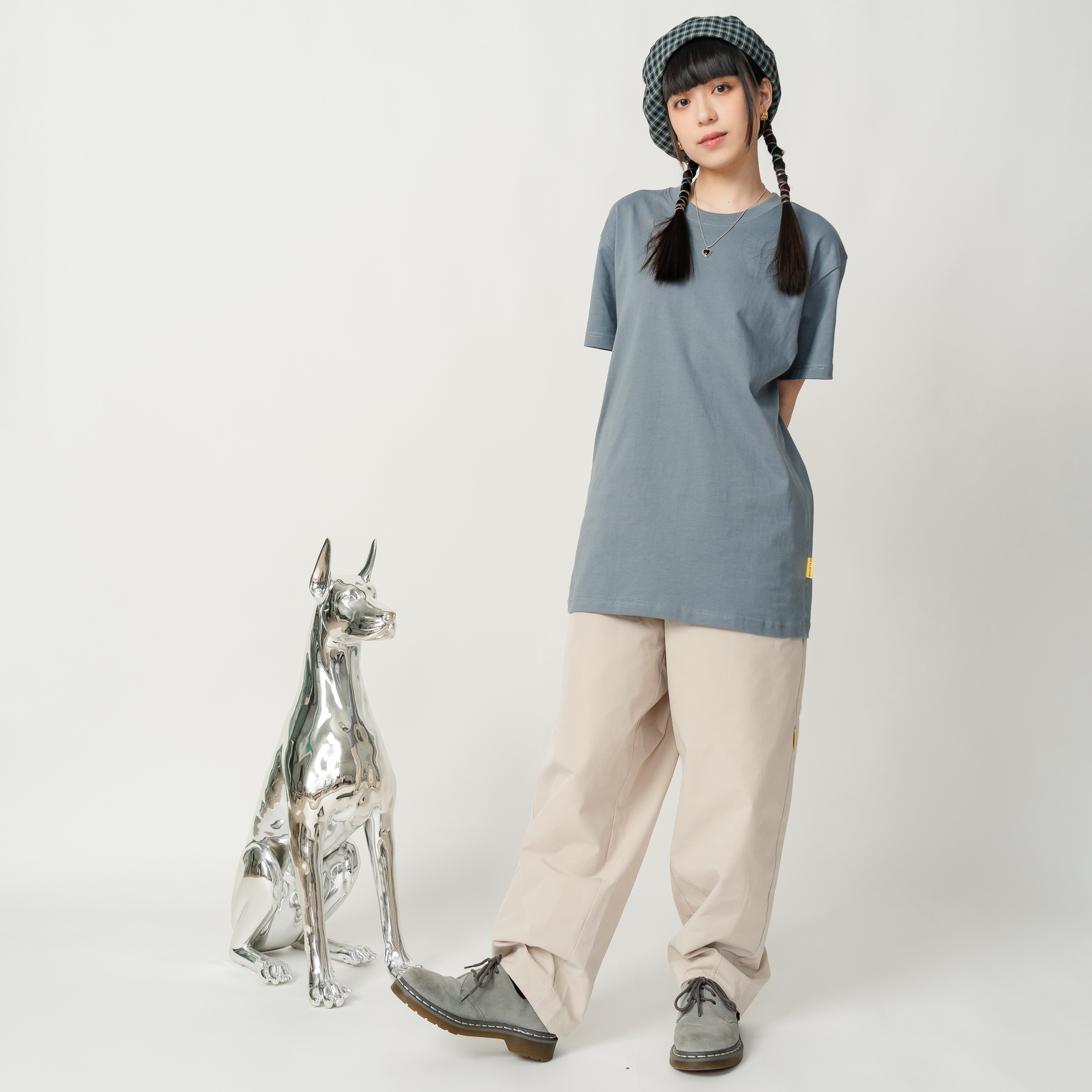 REALATiON 24SS FIT LOGO TEE - Stone Blue