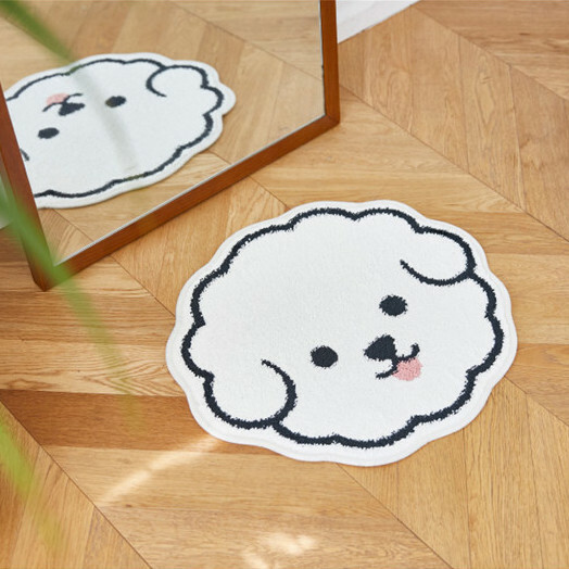 《41892》圓圓的白狗狗地毯