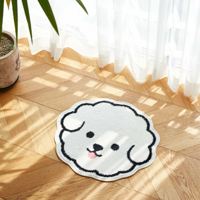 《41892》圓圓的白狗狗地毯