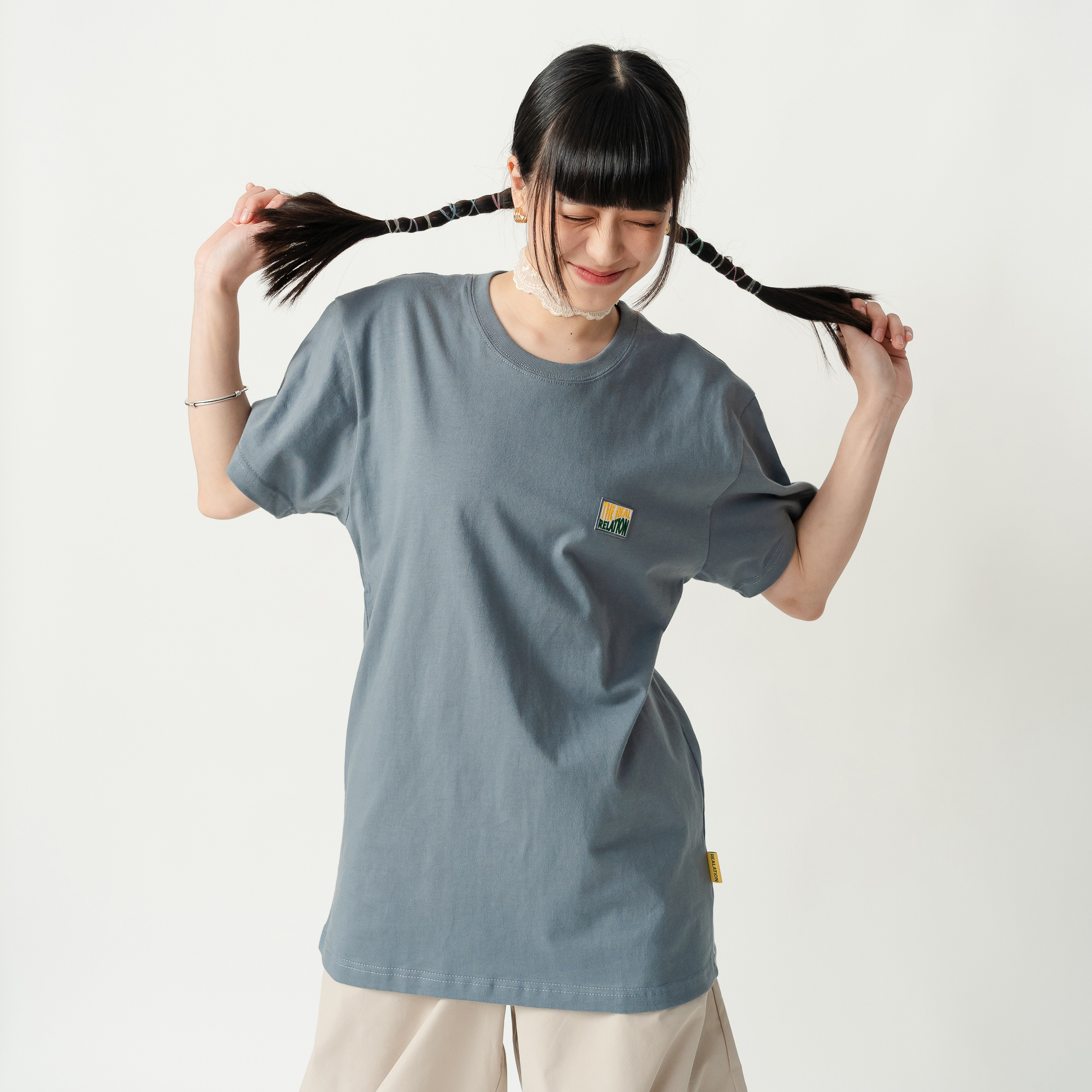 REALATiON 24SS "THE REAL RELATION" FIT TEE - Stone Blue