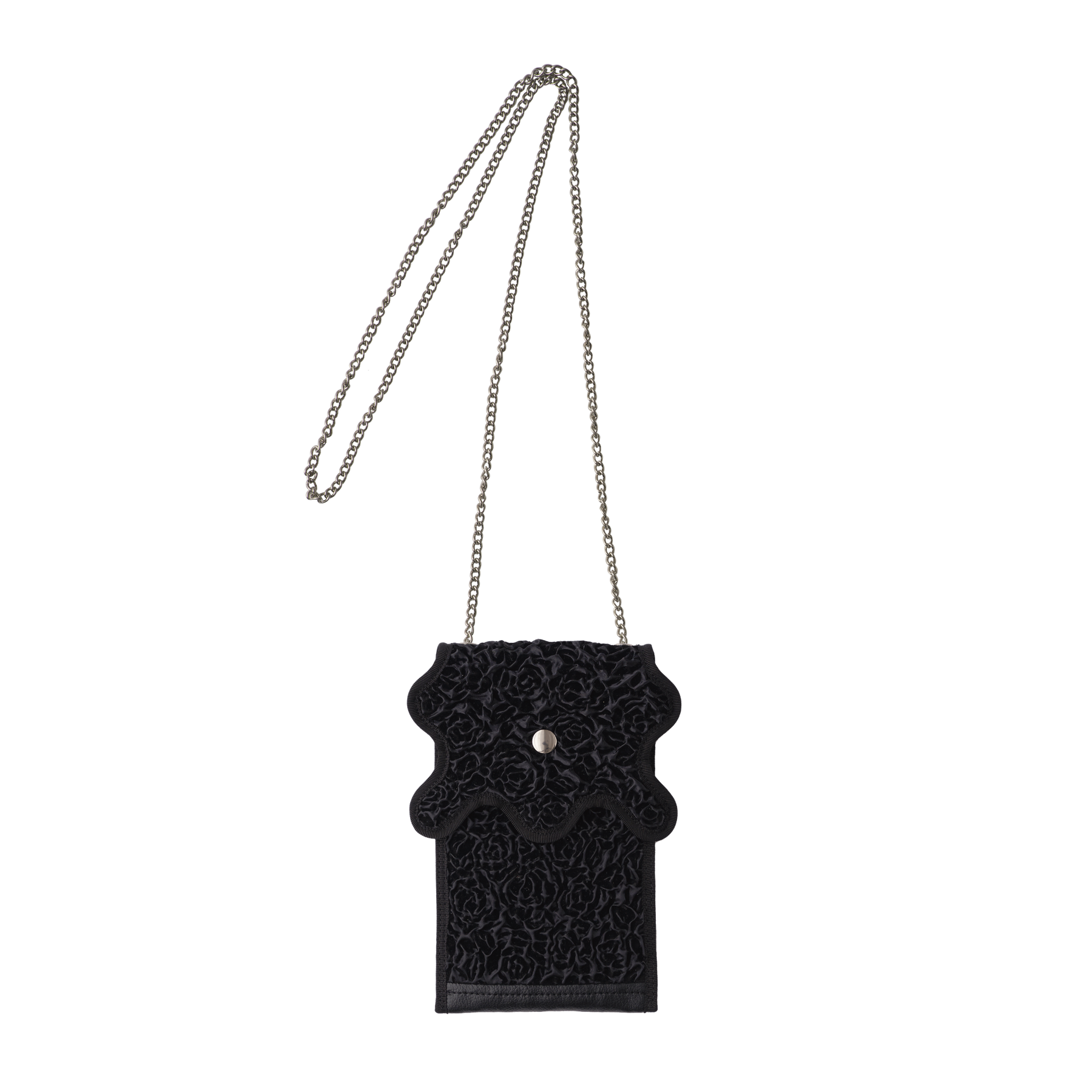 Nori 波浪斜背手機包 黑色皺褶款