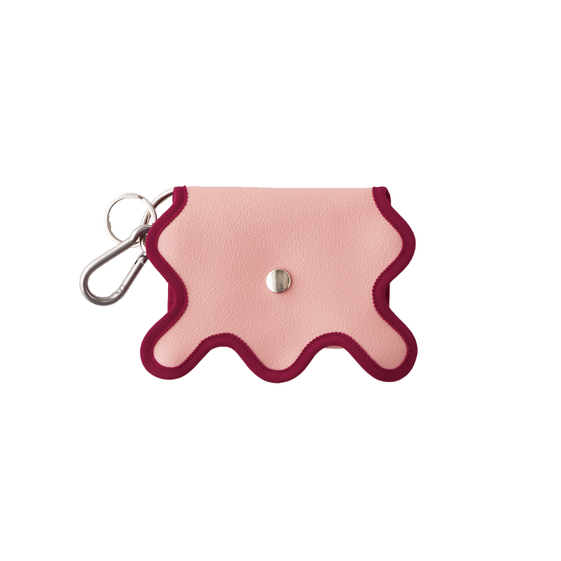 Nori 波浪掛勾零錢包 粉綠撞色