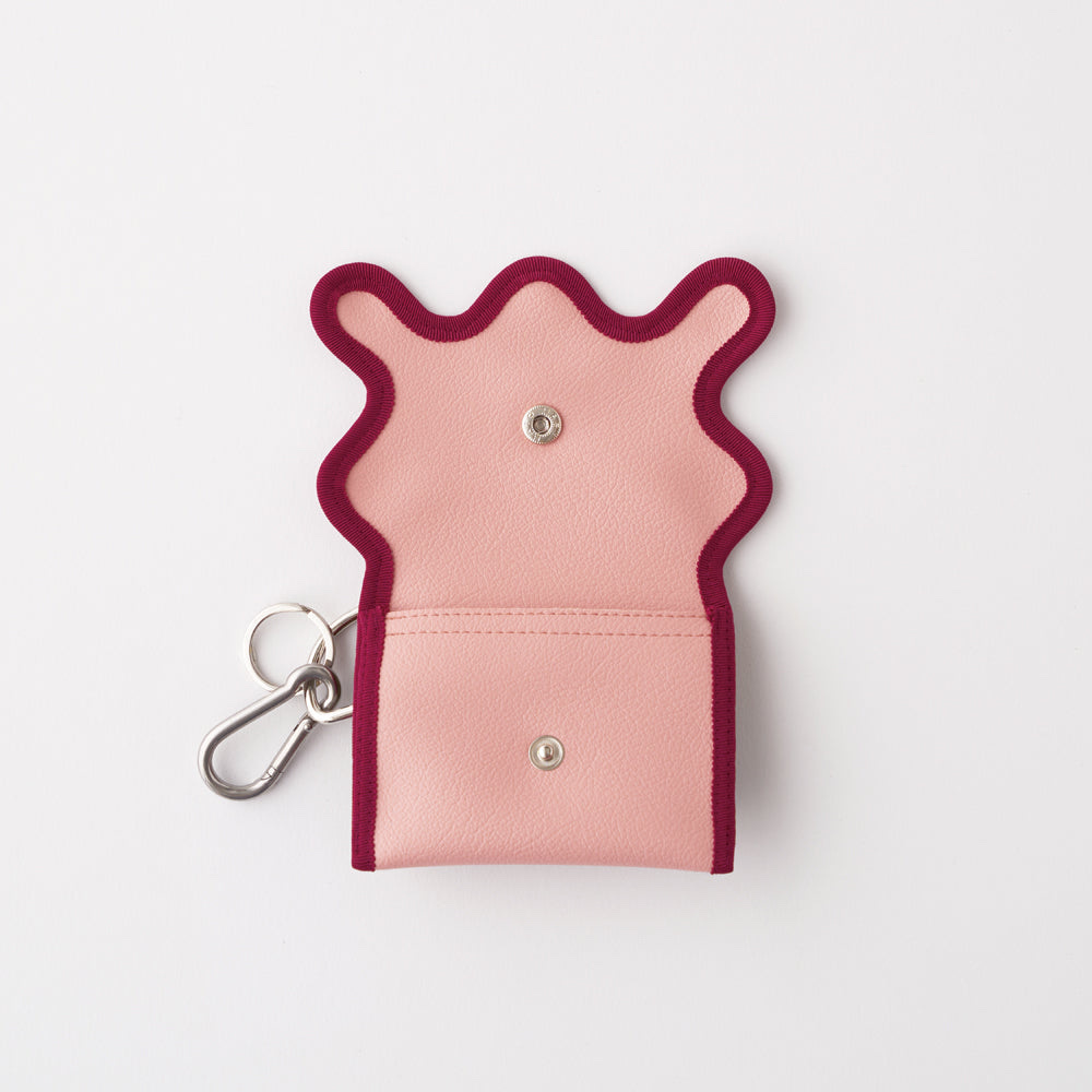 Nori 波浪掛勾零錢包 粉綠撞色